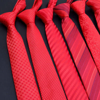 Korean version of business formal wear red tie wedding and groom 8cm male formal wear business