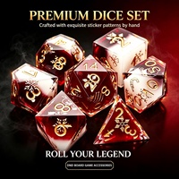 Lot de dés polyédriques en résine à bords vifs personnalisés avec motif autocollant pour jeux de table DND TRPG et divertissement