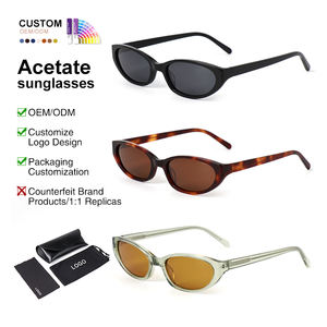 高品質スモールレオパードオーバルY2Kデザイナーシェード偏光高級サングラスアセテートサングラス女性用 - Product Image 1