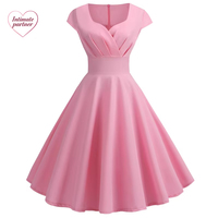 Robe d'été pour femmes, couleur unie, rétro vintage, années 50, années 60, décontractée, pour les fêtes, le bureau, robe rockabilly, grandes tailles, vestidos
