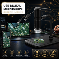 Microscopio Digital USB Portátil 50X-1000X, Cable 3 en 1 para Inspección de PCB, Reparación de Electrónica, Luz LED