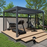 Pergola compacte 3x3m en aluminium à lames orientables, imperméable, pour jardin, terrasse, gazebo, auvent, vente en gros, livraison directe d'usine