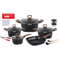 Ensemble de casseroles et poêles antiadhésives de haute qualité en granit, avec couvercles en verre, en aluminium moulé sous pression