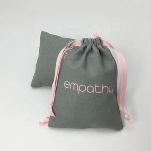 Custom Logo Printed Grey Cotton Linen Clothing Shoes <b>Drawstring</b> Bags Wholesale Storage <b>Pouches</b> - Product Image 2