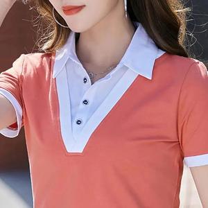 Women's Slim Fit Ice Silk Short Sleeve Knit T-<b>Shirt</b> Purple Contrast Color Button <b>Patchwork</b> Everyday Wear M L XL 2XL 3XL 4XL - Product Image 3