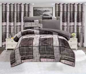 Set Copripiumino in Flanella di Lusso a 7 Pezzi con Motivo Floreale, Tende Abbinate, Alta Densità di Fili, Biancheria da <span class=keywords><strong>Letto</strong></span> per Tutte le Stagioni - Product Image 1