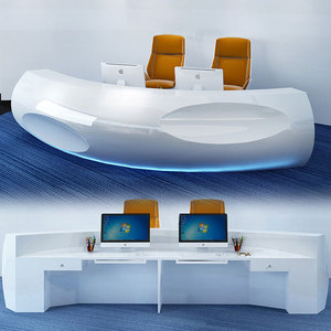 Q033 muebles de oficina comerciales de lujo Estación de trabajo doble Escritorio de recepción curvo fabricante de escritorio de mesa moderno - Product Image 6