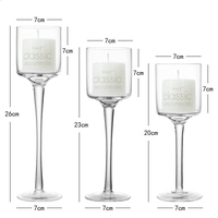 Ensemble de 3 bougeoirs en verre transparent, vase à bougies transparent pour mariage, fête, Noël, Saint-Valentin, décoration de la maison