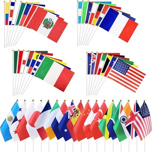 100 Banderas Internacionales de Países, Mini Banderas Plegables de Mano, Astas de Poliéster y Plástico, para Eventos Deportivos y Festivales - Product Image 1