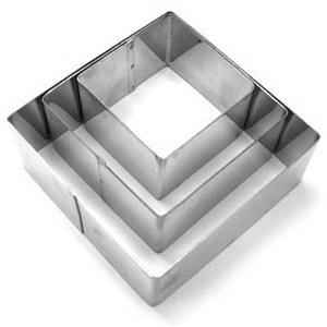 Juego de 3 cortadores profesionales cuadrados de acero para repostería, herramientas para postres en caja de 72 - Product Image 1