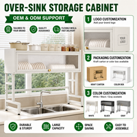 Support de rangement de cuisine moderne et peu encombrant pour évier, avec porte-couteaux et couvercle en polycarbonate, égouttoir à vaisselle en acier au carbone, pour commande en gros