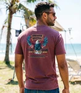 T-shirt Vintage Homme Lourd en Gros Personnalisable avec Logo Impression HD 2026 USA 250ème Anniversaire 100% Coton Tricoté Lavé - Product Image 3