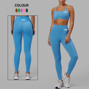 Conjuntos de Yoga para Mujer, Incluye Leggings y Mono de Yoga, Sin Costuras, Sin Mangas, Suave, de Spandex/Nailon, Resistente al Agua y Antiarrugas - Product Image 1
