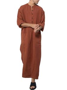 2023 Oriente Médio Homens Vestes Muçulmanos Roupas Islâmicas Árabe Médio Islã Em Torno Do Pescoço Robe Oração Eid Roupas Thawb - Product Image 5