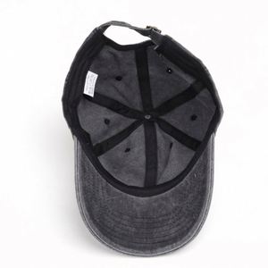 Wholesale Vintage Sport 6-Panel <b>Plain</b> Denim Casual Hat Embroidery Washed Cowboy Baseball <b>Cap</b> With Logo - Product Image 4