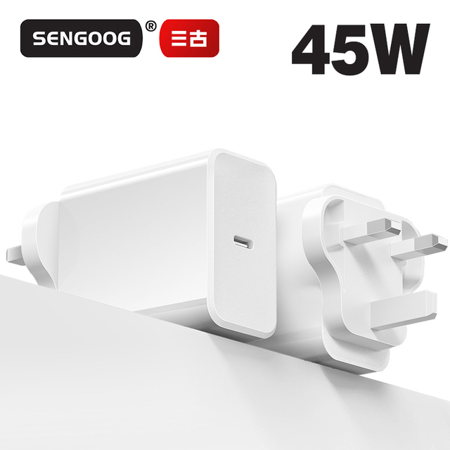 45W UKUSB-C Single Port Fast Charger PD Quick Charging Adapter for Laptop Smartphone Tablet (MacBook/iPhone) Home Travel Charger