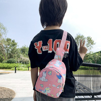 Tas Anak-anak Dompet Zero Motif Dinosaurus Lucu Tas Dada Anak Laki-laki dan Perempuan Baru Bahan Kanvas Portabel untuk Penggunaan Sekolah Sehari-hari