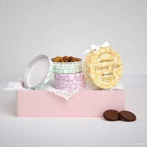 Boîtes d'emballage rondes en métal écologiques très vendues, boîtes en aluminium avec couvercles à vis, boîtes à biscuits et gâteaux. - Product Image 1