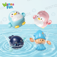 Jouets de bain en plastique à remonter pour enfants : Lion de mer, pingouin, pieuvre – Jouets flottants pour la baignade et le jeu