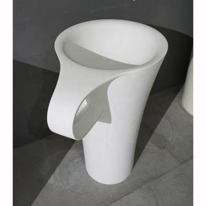 Piso único brillante forma de flor lavabo Pedestal de superficie sólida piedra lavabo para cuarto de baño - Product Image 2