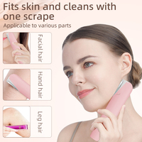 Rasoir électrique lavable OEM pour l'épilation et le gommage, tondeuse à sourcils pour femmes, mini grattoir facial avec lumière LED