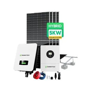 太阳能电池板安装5KW单相家用太阳能电池板5000w混合太阳能系统