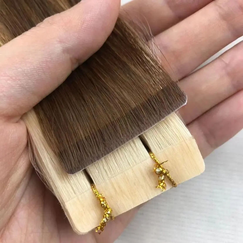 Fabriek Groothandel Dubbel Getrokken Europese Russische Menselijk Haar Tape Hair Extensions, 100% Natuurlijke Remy Geïnjecteerd Tape In Haarverlenging