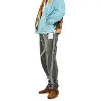 Sert bahar moda sokak gevşek retro düz renk cep yapı dikiş gevşek pamuklu erkek kot pantolon