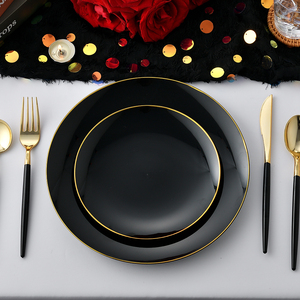 Nhựa dùng một lần đen vòng Ăn Set với dao kéo - Product Image 4