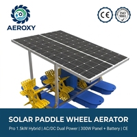 Système d'aération solaire de grande taille pour l'aquaculture commerciale, moteur 48V DC, stockage de batterie, acier inoxydable, faible bruit, durable