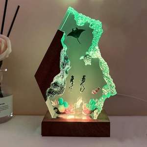 Handmade Modern Eco-Friendly Epoxy Fire Dragon Resin <b>Table</b> Lamp Custom USB Port DC LED Night Light for Bedroom Decor - Product Image 2