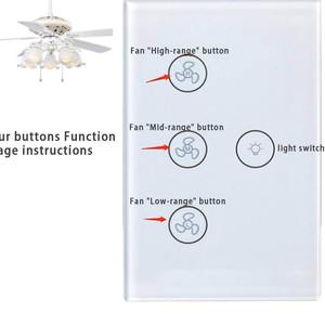 Intelligenter WLAN-Deckenventilator-Lichtschalter Touch-Panel Stufenlose Geschwindigkeitsregelung Kabelloser <span class=keywords><strong>Dimmer</strong></span> Wandschalter US-Standard Smart Home 2000W - Product Image 5