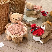Buket Bunga Teddy Bear Hari Valentine, Buket Bunga Sabun Buatan Tangan Mewah, Hadiah Ulang Tahun untuk Sahabat Terbaikmu