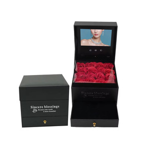 Luxe 4.3 Inch Lcd-Scherm Stijve Doos Ring Sieraden Rose Bloem Verpakking Custom Video Geschenkdoos Met Lade - Product Image 1