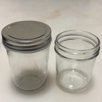 Tarro de cristal Mason de 8 oz (medio litro) con boca regular y cónica, acabado 70 450, para conservas, almacenamiento en despensa, mermelada, jalea y encurtidos.