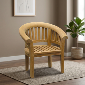 Teak Banana Chair Outdoor Garden Furniture Rustic Wood Design Durable Tapered Legs - Product Image 1