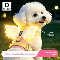Harnais pour chien en polyester avec ailes d'ange lumineuses d'été, léger et respirant pour chiens de petite/moyenne/grande taille