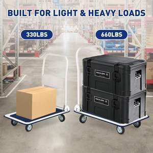 फोल्डेबल मेटल प्लेटफॉर्म ट्रॉली 330lb प्लेटफॉर्म ट्रक रोलिंग फ्लैटबेड के लिए पुश कार्ट डोली को धक्का देना - Product Image 6