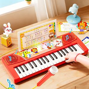 Clavier électronique pour enfants, 37 touches, animaux de dessin animé, jouet avec microphone, cartes de chansons, instrument éducatif pour tout-petits, vente en gros - Product Image 4