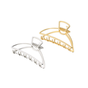 Fermaglio per capelli a mezza luna da 9 cm per donne e ragazze, fermaglio in metallo con design a denti, colore argento e oro - Product Image 2