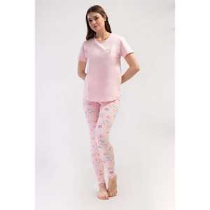Women's Lyocell Supreme O-Neck Short Sleeve <b>Skirt</b> with Oval Cuff <b>Tights</b> Set Sleepwear - Product Image 4