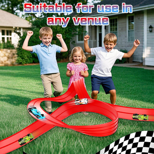 <span class=keywords><strong>Pista</strong></span> de <span class=keywords><strong>carreras</strong></span> flexible mejorada para coches de rueda caliente, pistas enrollables portátiles para niños, compatibles con 4 coches fundidos a presión y ventosas - Product Image 4