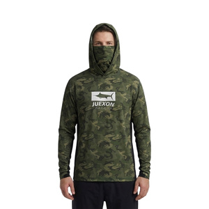 T-shirt à capuche pour <span class=keywords><strong>homme</strong></span>, imprimé camouflage forestier par sublimation, OEM ODM, respirant, protection solaire UPF 50+, imperméable, antibactérien - Product Image 2