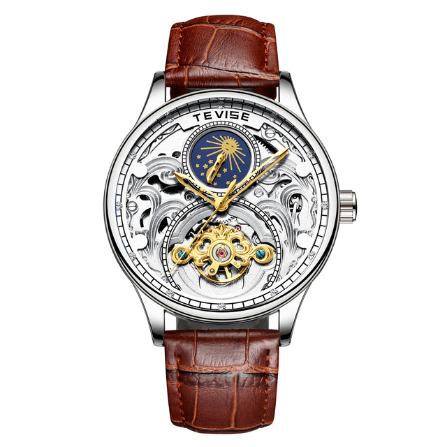 Switzerland's New Vise Hollow Automatic Mechanical Watch Moon Phase Tourbillon Waterproof Men's Watch