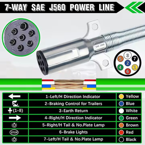 Factory Wholesale Green 15ft 7-Way Coiled Electrical Cable for Semi Truck <b>Trailer</b> <b>Tractor</b> - Product Image 4