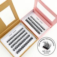 Emballage biodégradable pour extensions de cils en velours PBT coréen Bande complète Presse individuelle sur les grappes de cils Cils naturels