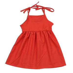 Hot Selling Girls Leinen Baumwoll kleid Custom Boutique Kleinkind Kleidung Ärmelloses Halfter Slip Kleid für Kinder Einfarbige Kleider - Product Image 2