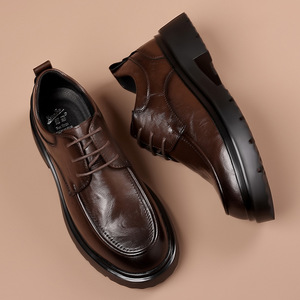 Zapatos Oxford Formales de Cuero Negro para Hombre, Estilo Británico 2026, de Piel Vacuna Genuina, Punta Redonda, con Aumento de Altura, Casuales de Negocios - Product Image 4