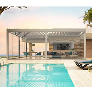 Mới đến tán vườn Patio cơ giới Louvre mái năng lượng mặt trời Powered bảng điều khiển từ xa điều khiển mặt trời Màn hình năng lượng mặt trời pergola tán - Product Image 1