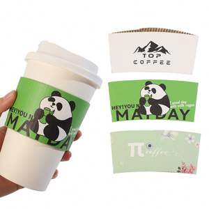 Fundas para Café, Aislantes Térmicas Protectoras para Bebidas, Fundas para Vasos de Papel Kraft Corrugado, Desechables, para Té - Product Image 6